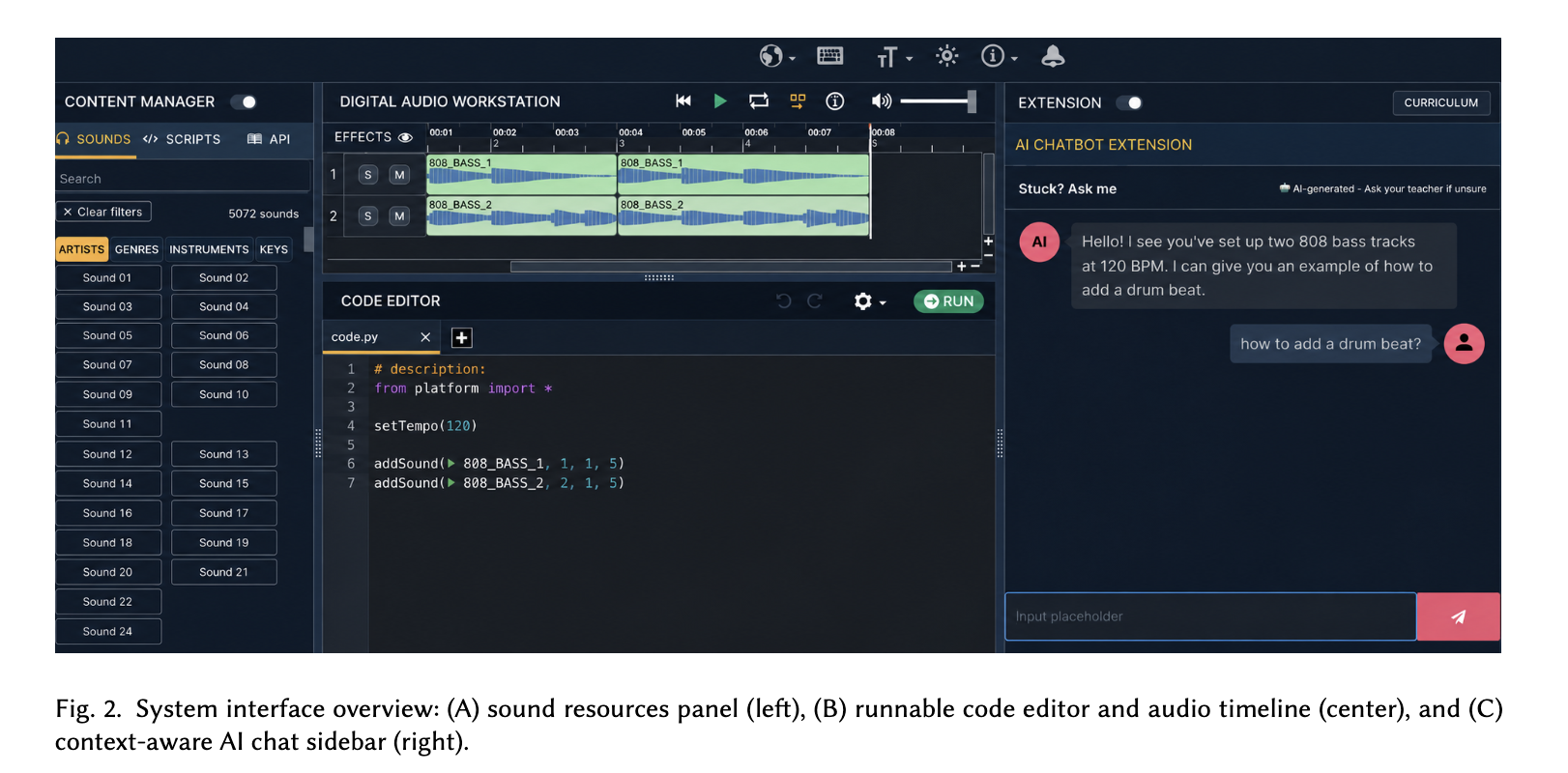 EarSketch AI Assistant interface